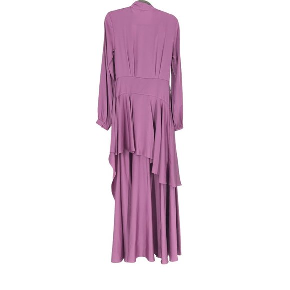 PatBo Orchid High Low Satin Ruffle Wrap Gown - Picture 4 of 9